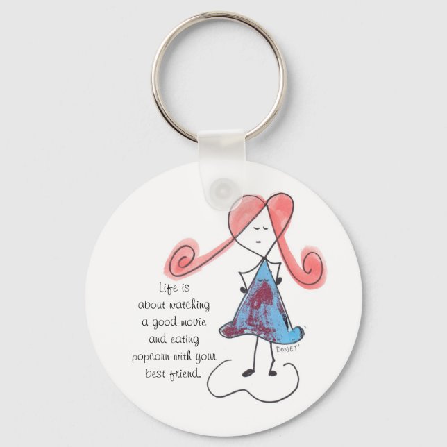 Llavero Ver una buena película y comer palomitas de maíz (Anverso)
