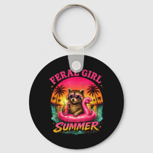 Llavero Verano de chica salvaje estilo mapache de playa