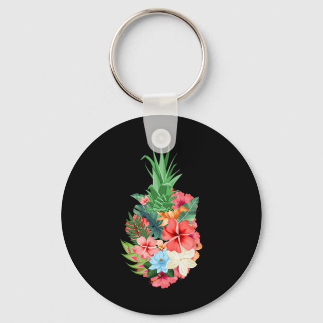 Llavero Verano de las playas de Aloha de piña - Flores tro (Anverso)