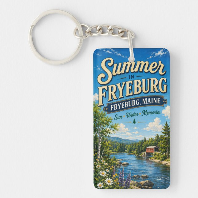 Llavero Verano en Fryeburg Maine Acrílico Rectángulo (Frente)