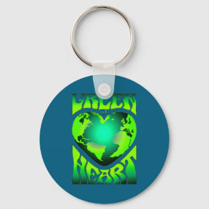 Llavero Verde de Corazón Eco Retro Amigable con el Medio A