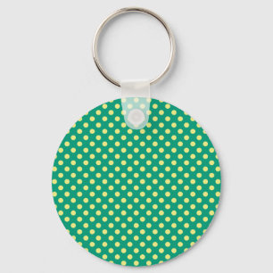 Llavero Verde esmeralda con puntos de polka amarillo de Sa