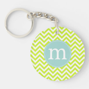 Llavero Verde lima moderna Chevron personalizado