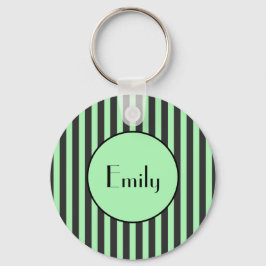 Llavero Verde Menta y Raya Negra Personalizado en Negrita