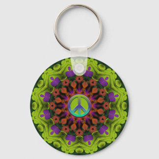 Llavero Verde morado: arte de Mandala geométrica