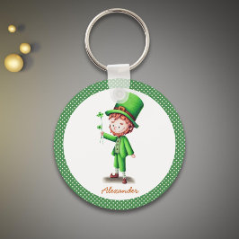Llavero Verde personalizado con puntos de polka Leprechaun