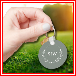 Llavero Verde sabio y blanco | Monograma de Iniciales Mode