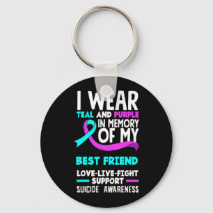 Llavero Verde Teal Morado En Memoria Del Suicidio De Un Me