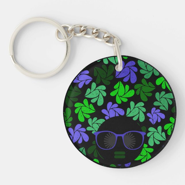 Llavero Verde y Azul Afro Diva (Frente)