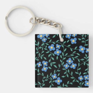 Llavero Verde y azul Floral abstracto moderno