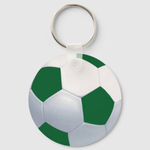 Llavero verde y blanco del balón de fútbol