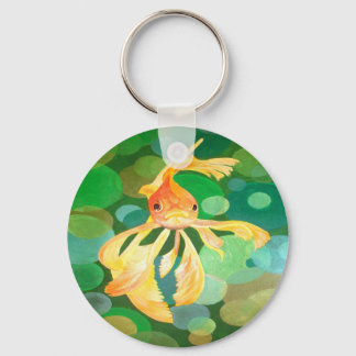 Llavero Vermilion Goldfish Nadando En Burbujas Verdes