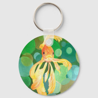 Llavero Vermilion Goldfish Nadando En Burbujas Verdes