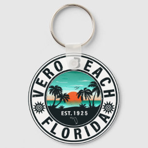 Llavero Vero Beach Florida Palm Tree Retro Sunset 60