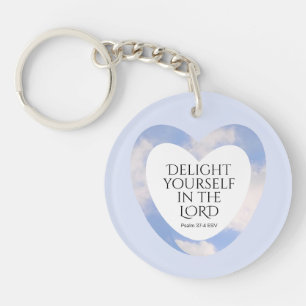 Llavero Versículo Bíblico Azul Claro Alentador y Elevante