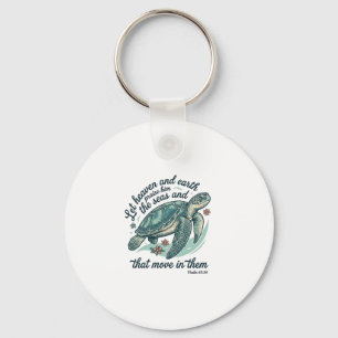 Llavero Versículo de la Biblia de Tortuga Marina Diseño de