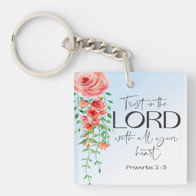 Llavero Verso bíblico proverbios Escritura floral Keychain (Frente)