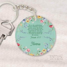 Llavero Verso de la Biblia del Jardín de Flores Silvestres