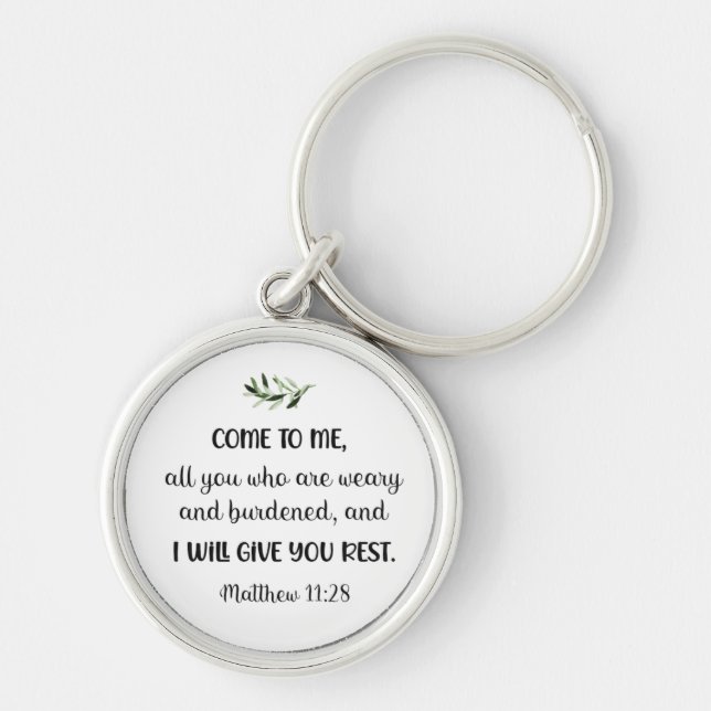 Llavero Verso de la Biblia Matthew Round Olive Keychain (Frente)