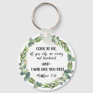 Llavero Verso de la Biblia Matthew Round Olive Keychain
