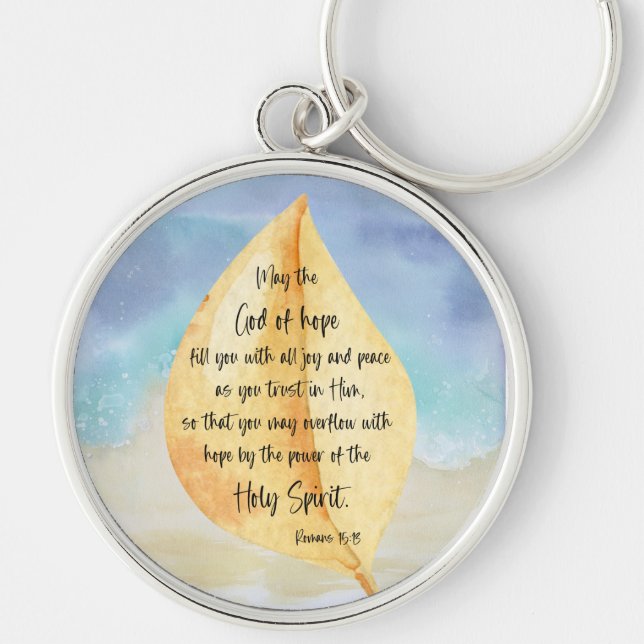 Llavero Verso de la Biblia Romanos Keychain azul amarillo (Frente)