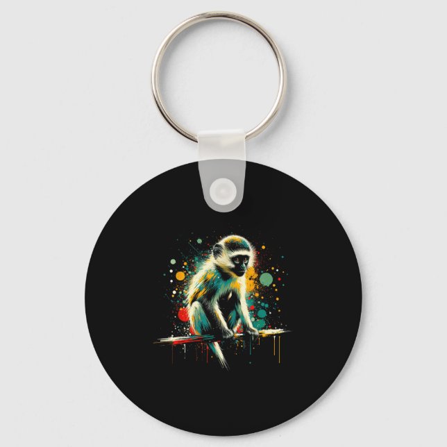 Llavero Vervet Monkey Minimalist And Vibrant Style Christm (Anverso)