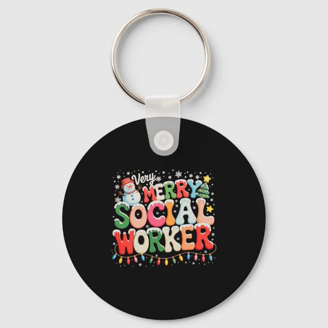 Llavero Very Merry Social Worker Christmas Xmas Holiday Se (Anverso)