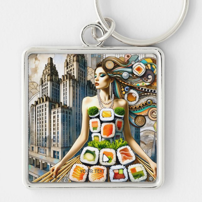 Llavero Vestido de sushi abstracto fantástico lindo (Frente)