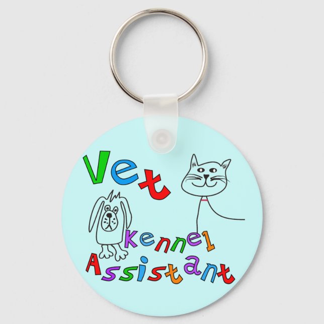 Llavero Vet Kennel Asistente para camisetas y regalos (Anverso)