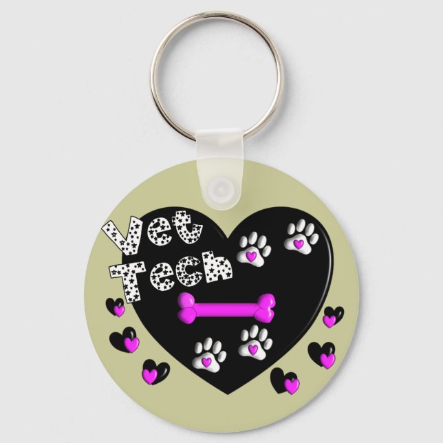 Llavero Vet Tech BLACK AND WHITE HEARTS (Anverso)