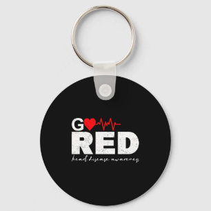 Llavero Vete Rojo Por Conciencia De La Enfermedad Cardíaca