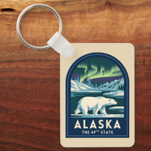 Llavero Viajando Vintage Alaska Luces del Norte Oso Polar