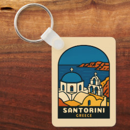 Llavero Viajando Vintage Santorini Grecia Costera Retro