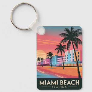 Llavero Viaje Antiguo Miami Beach Florida Atardecer Coster