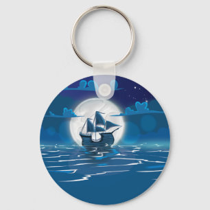 Llavero Viaje de barco de vela bajo la luz de la luna