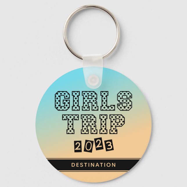 Llavero Viaje de chicas 2023 Gradiente tropical personaliz (Anverso)
