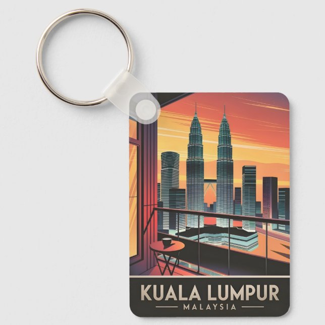 Llavero Viaje de época Kuala Lumpur Malasia Sunset Retro (Anverso)