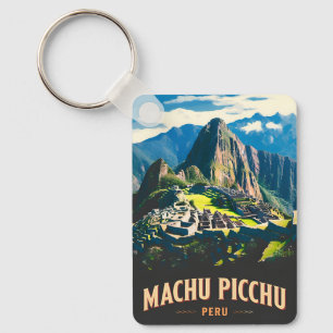 Llavero Viaje de época Machu Picchu Paisaje retro Perú