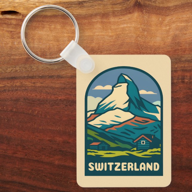 Llavero Viaje de época retro Suiza Matterhorn (Anverso)