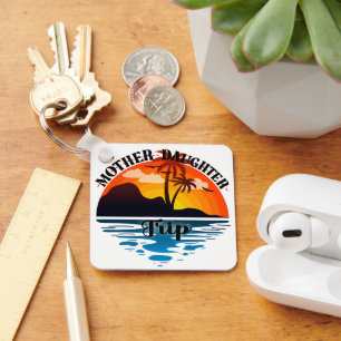 Llavero Viaje de hija madre, fuga de atardecer tropical