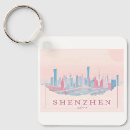 Llavero Viaje de Shenzhen China Futurista Skyline Pastel
