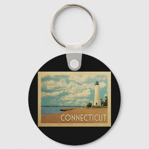 Llavero Viaje de Vintage del faro de Connecticut