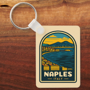 Llavero Viaje de Vintage Nápoles Italia Retro Scenic Coast
