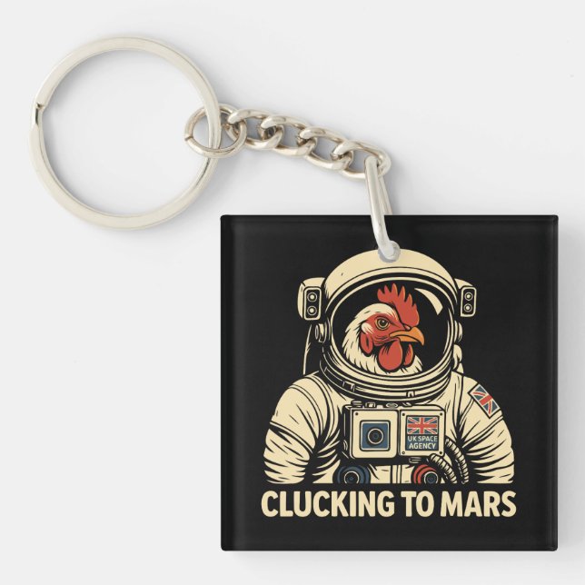 Llavero Viaje espacial de pollo astronauta (Frente)