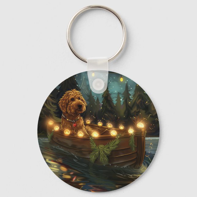 Llavero Viaje Festivo de Navidad de Bernedoodle (Anverso)