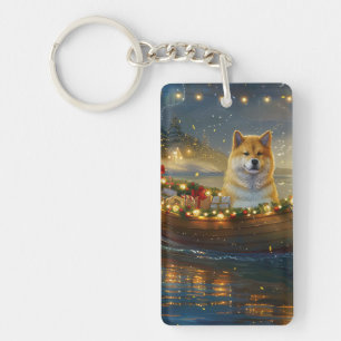 Llavero Viaje Festivo de Navidad del Akita Americano