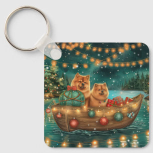 Llavero Viaje Festivo de Navidad del Chow Chow