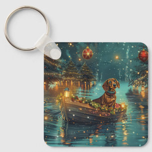 Llavero Viaje Festivo de Navidad del Dachshund