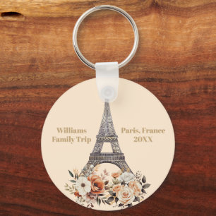 Llavero Viaje personalizado a París Torre Eiffel Floral