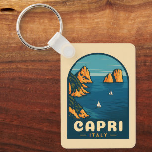 Llavero Viaje retro vintage Capri Italia Escenario Costero